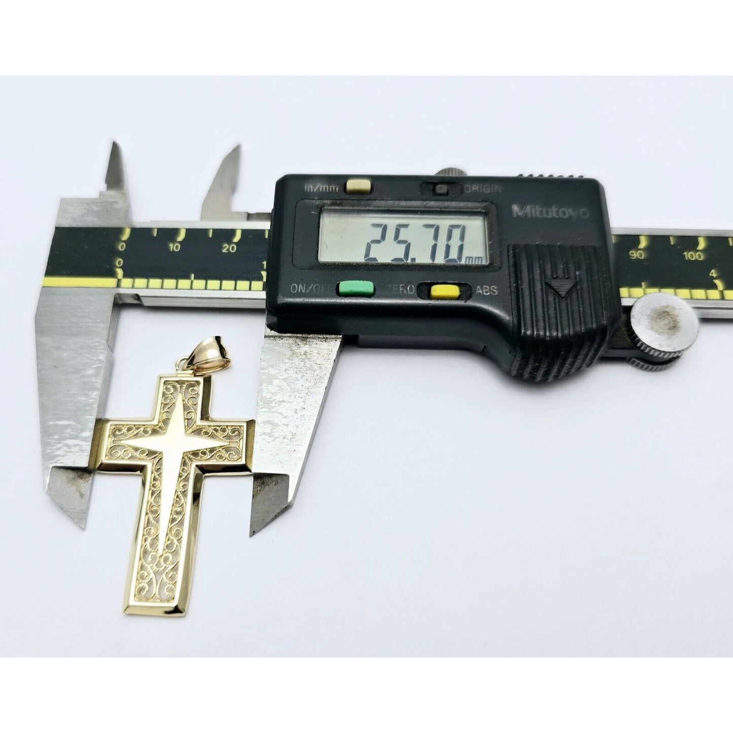 14K Yellow Gold Religious Cross Charm Pendant