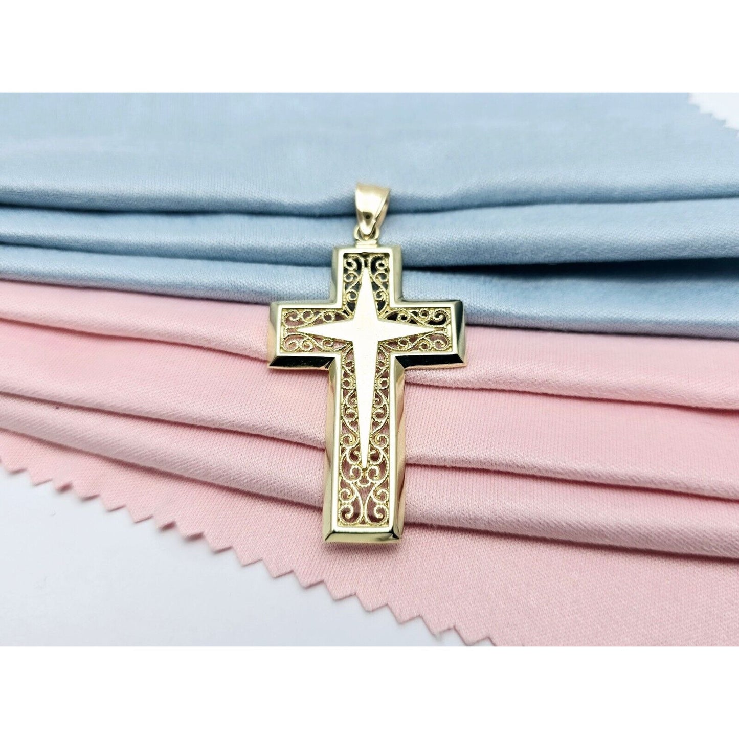 14K Yellow Gold Religious Cross Charm Pendant