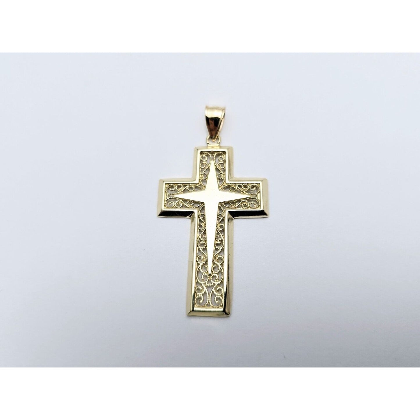 14K Yellow Gold Religious Cross Charm Pendant