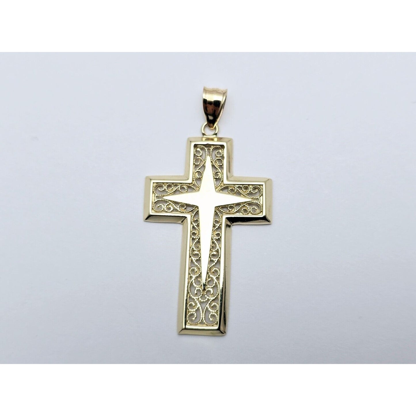 14K Yellow Gold Religious Cross Charm Pendant