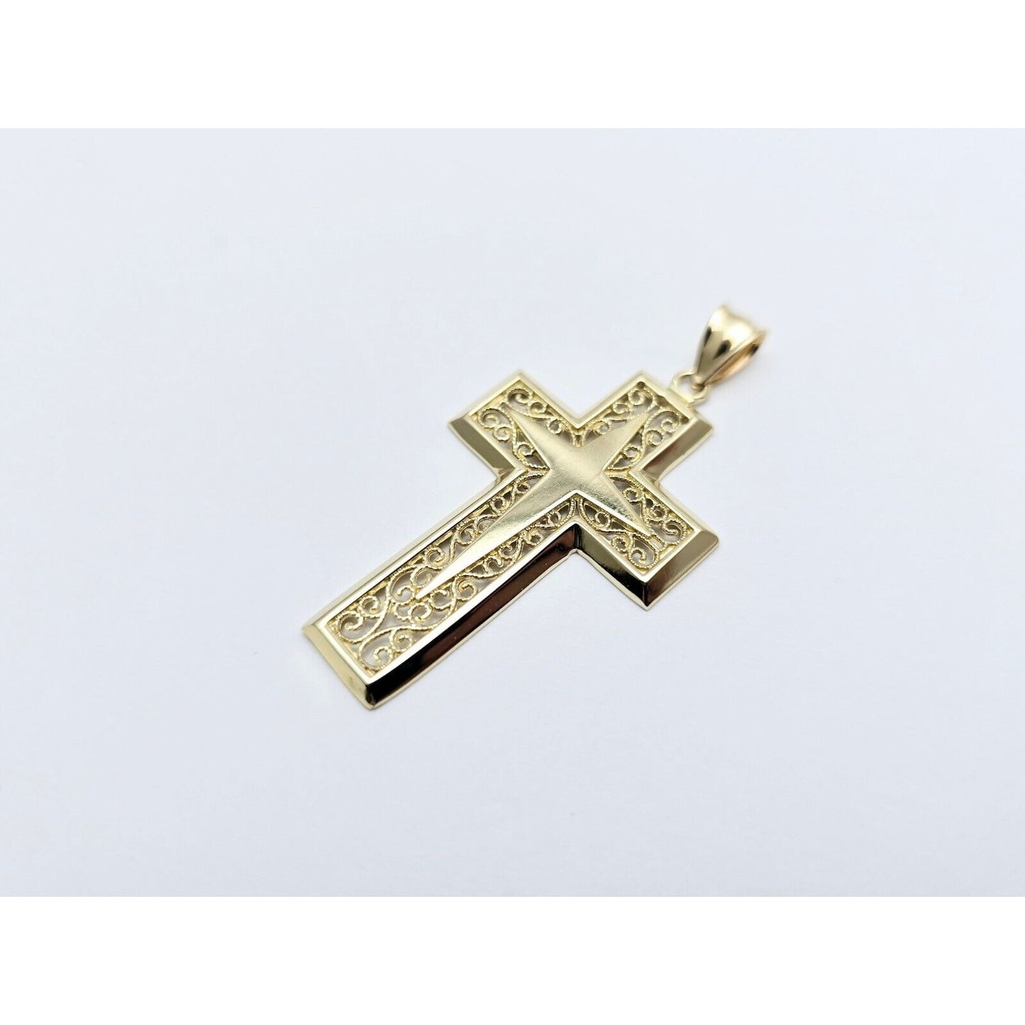 14K Yellow Gold Religious Cross Charm Pendant