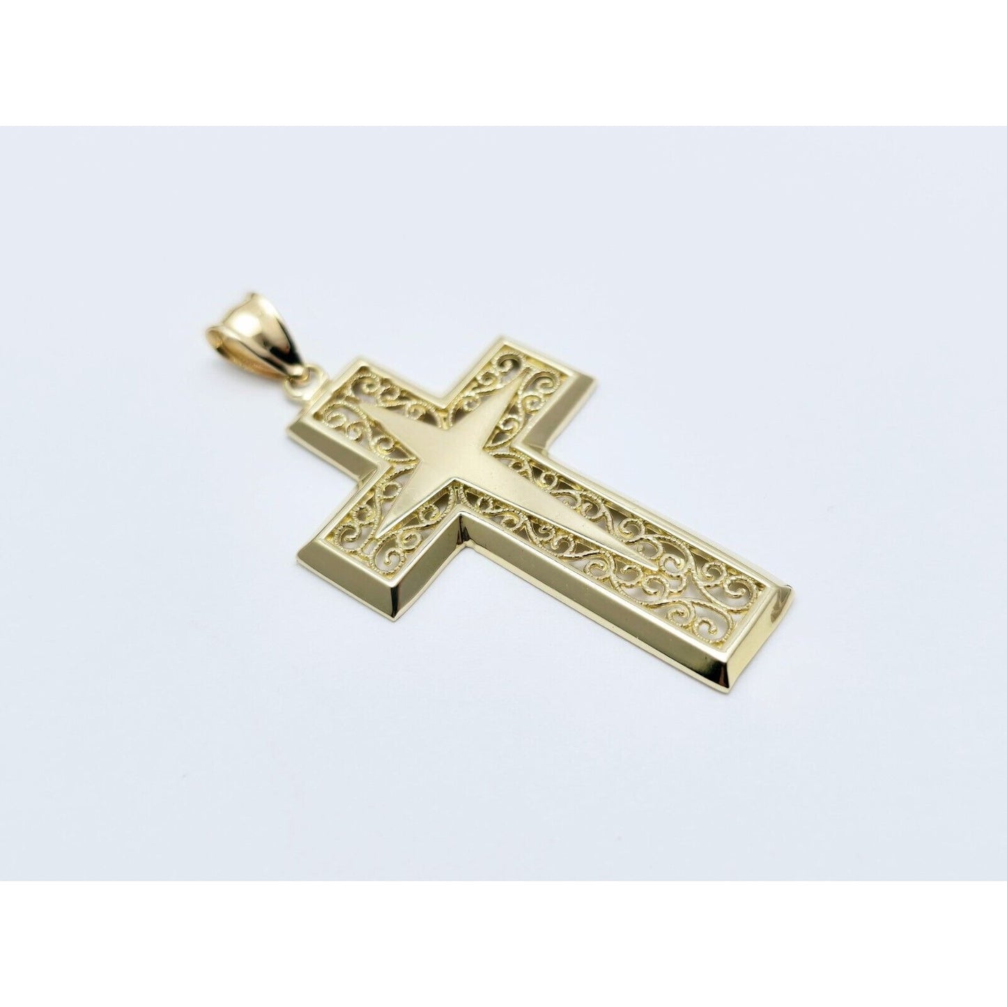 14K Yellow Gold Religious Cross Charm Pendant