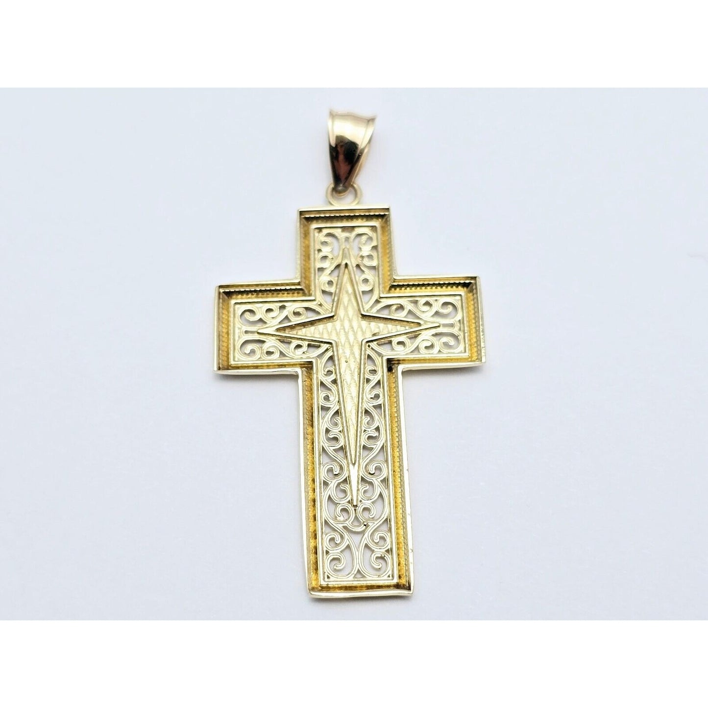 14K Yellow Gold Religious Cross Charm Pendant
