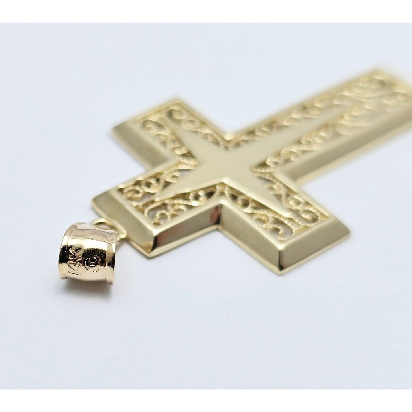 14K Yellow Gold Religious Cross Charm Pendant