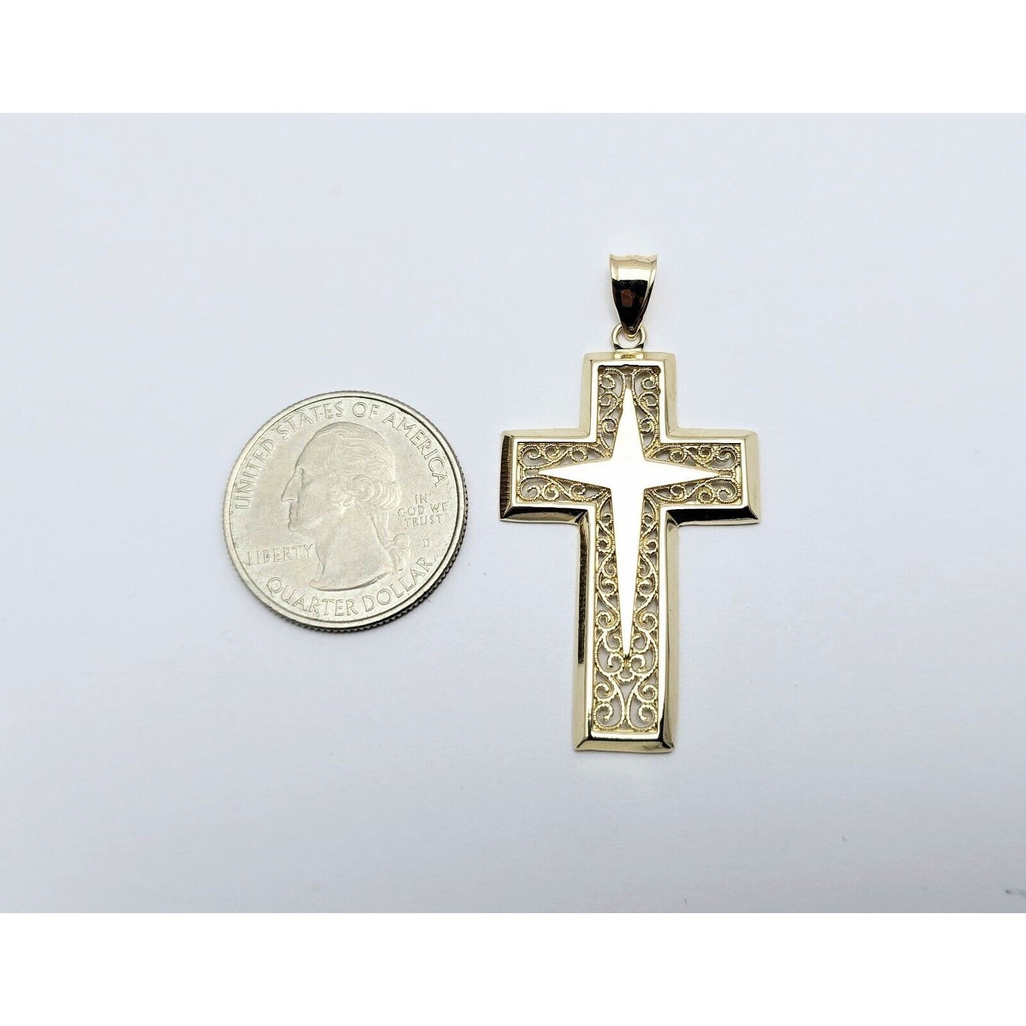 14K Yellow Gold Religious Cross Charm Pendant