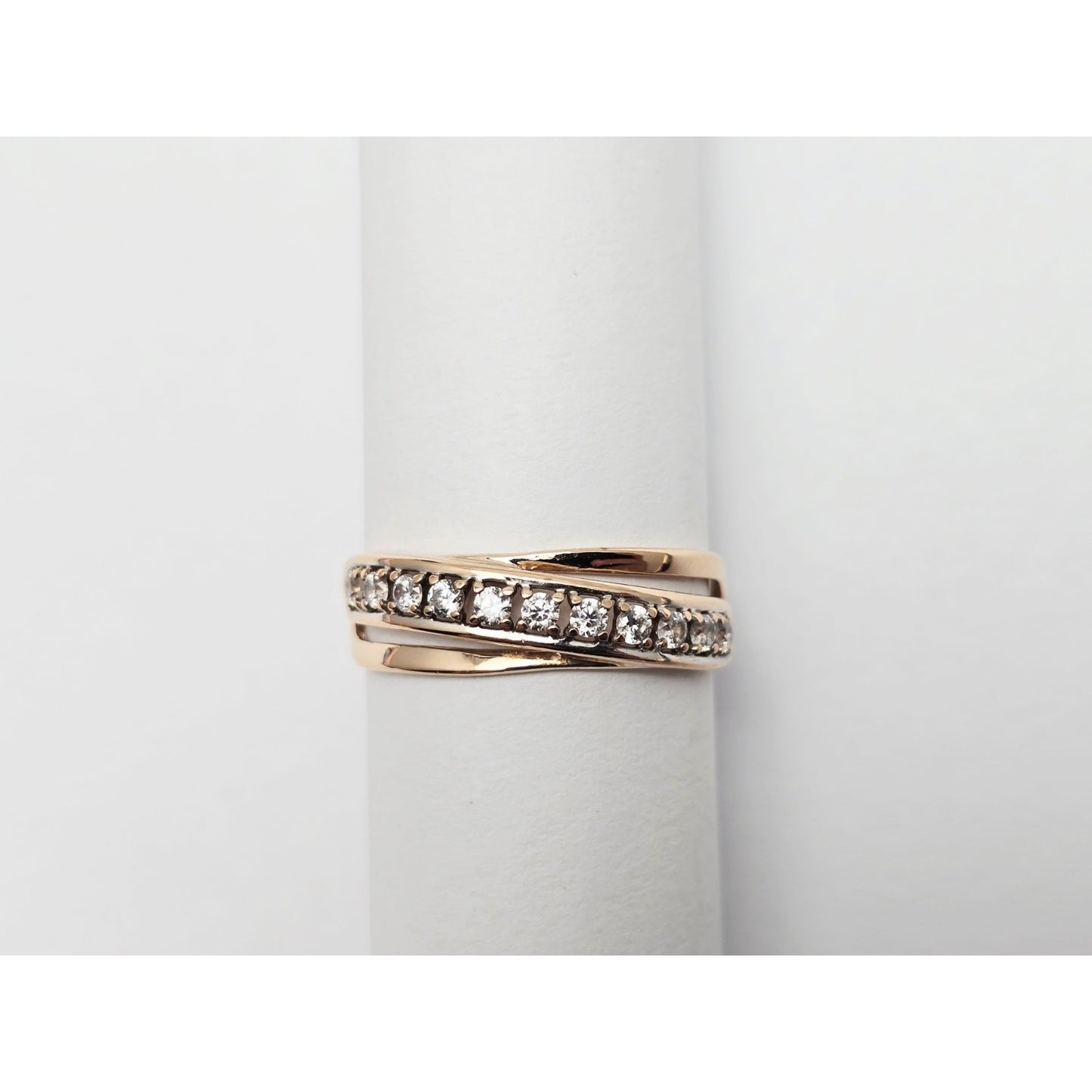 14K Rose Gold Single Row CZ Ring Band
