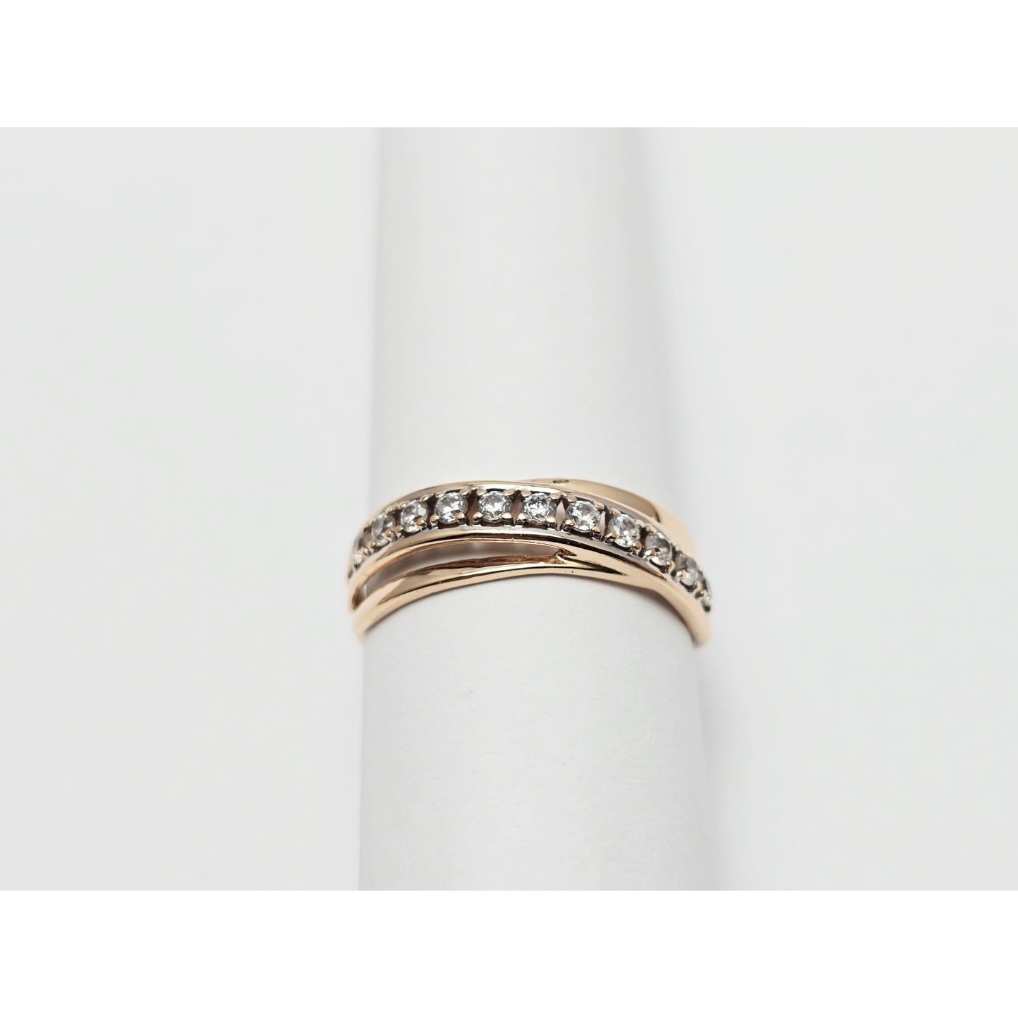 14K Rose Gold Single Row CZ Ring Band