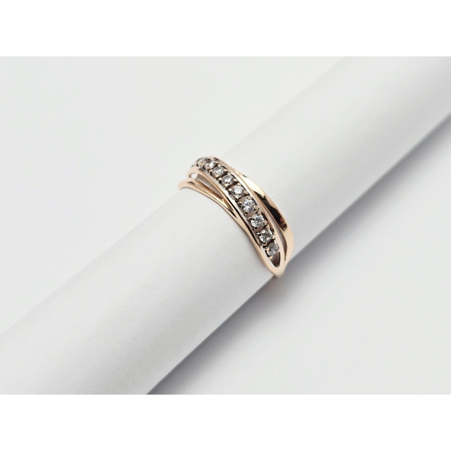 14K Rose Gold Single Row CZ Ring Band