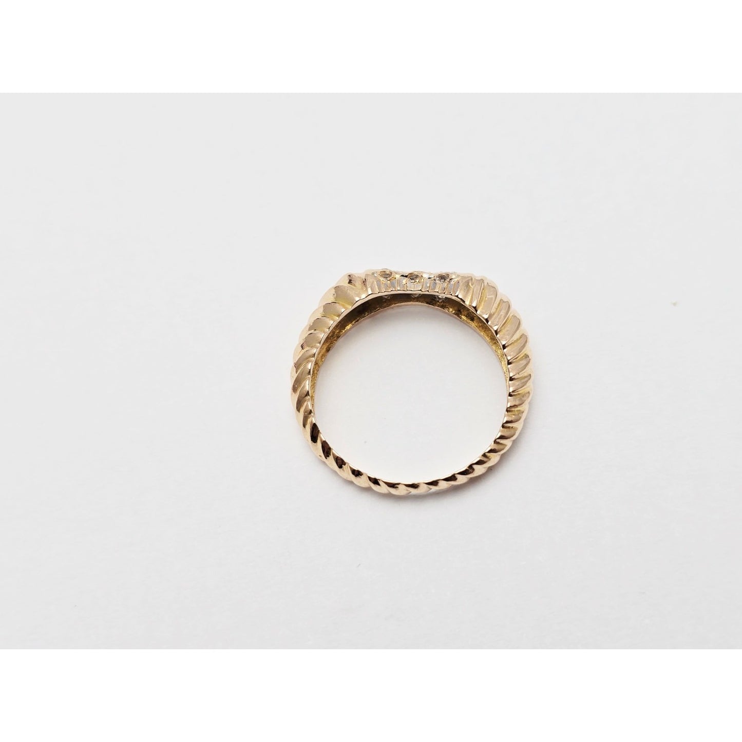 14K Yellow Gold Diamond Cut CZ Ring