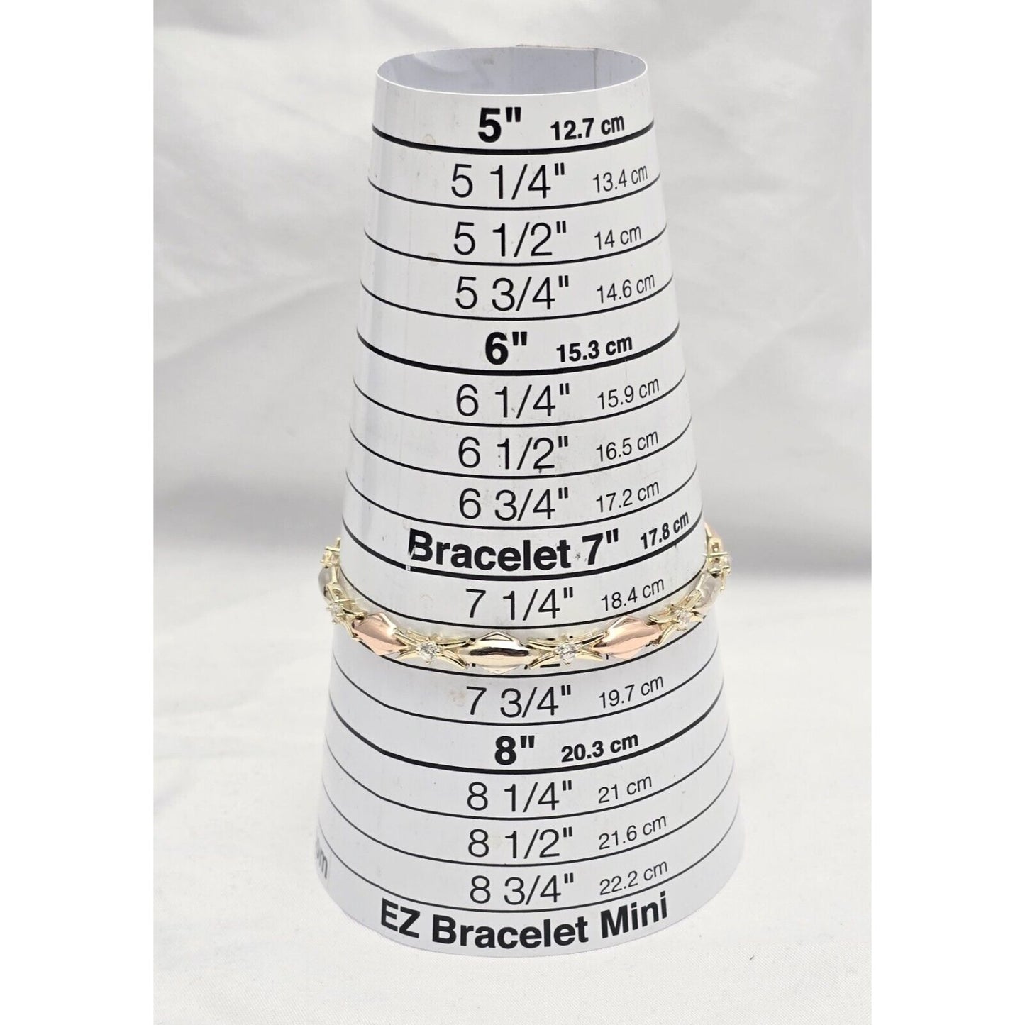 14K Tri Tone Gold Cubic Zirconia Tennis Link Bracelet