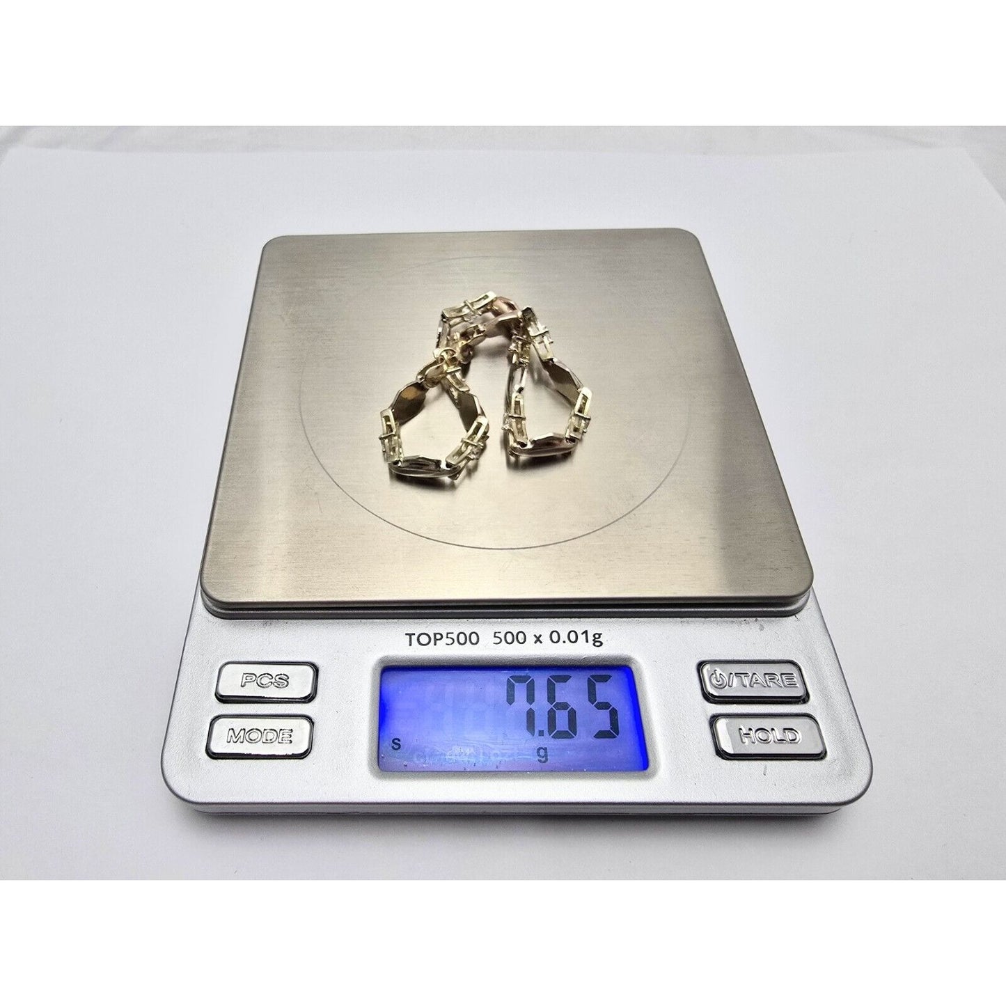 14K Tri Tone Gold Cubic Zirconia Tennis Link Bracelet