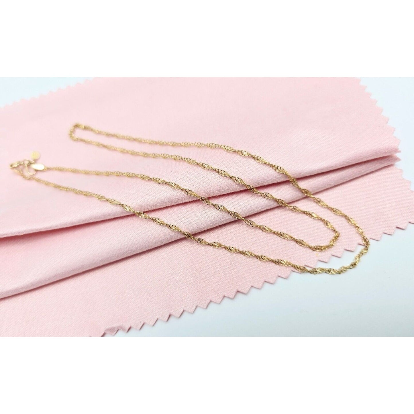 Thin 14K Yellow Gold Twisted Mesh Rope Chain Necklace