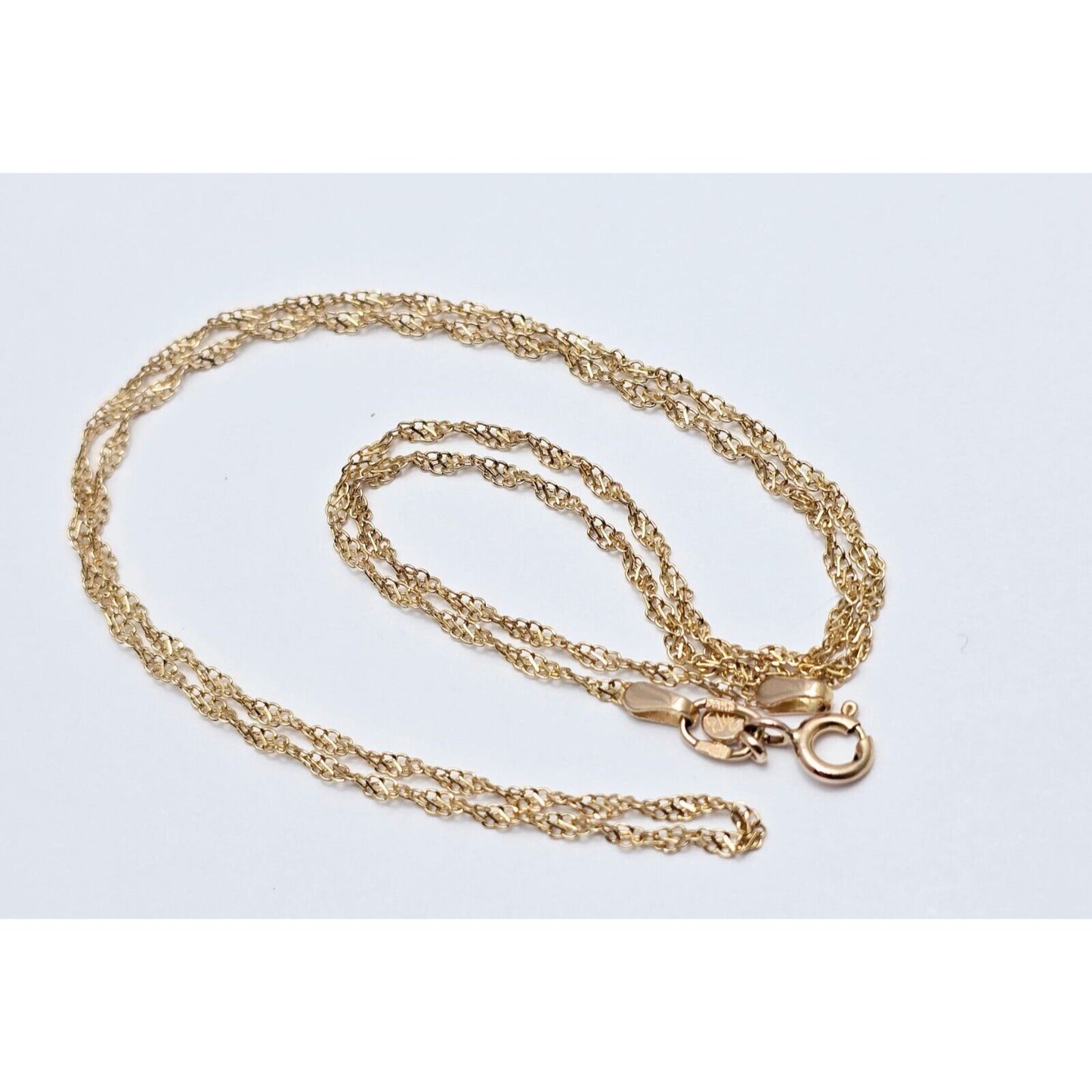 Thin 14K Yellow Gold Twisted Mesh Rope Chain Necklace