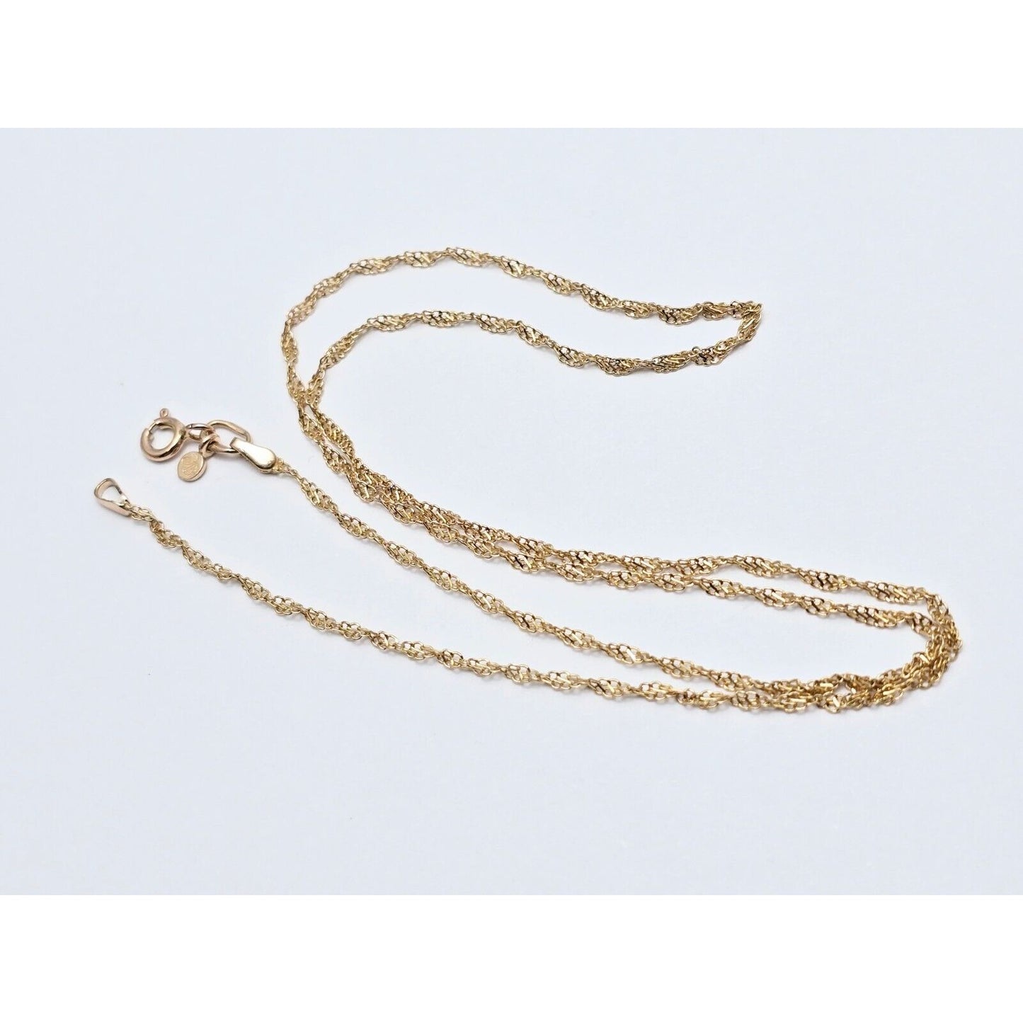 Thin 14K Yellow Gold Twisted Mesh Rope Chain Necklace