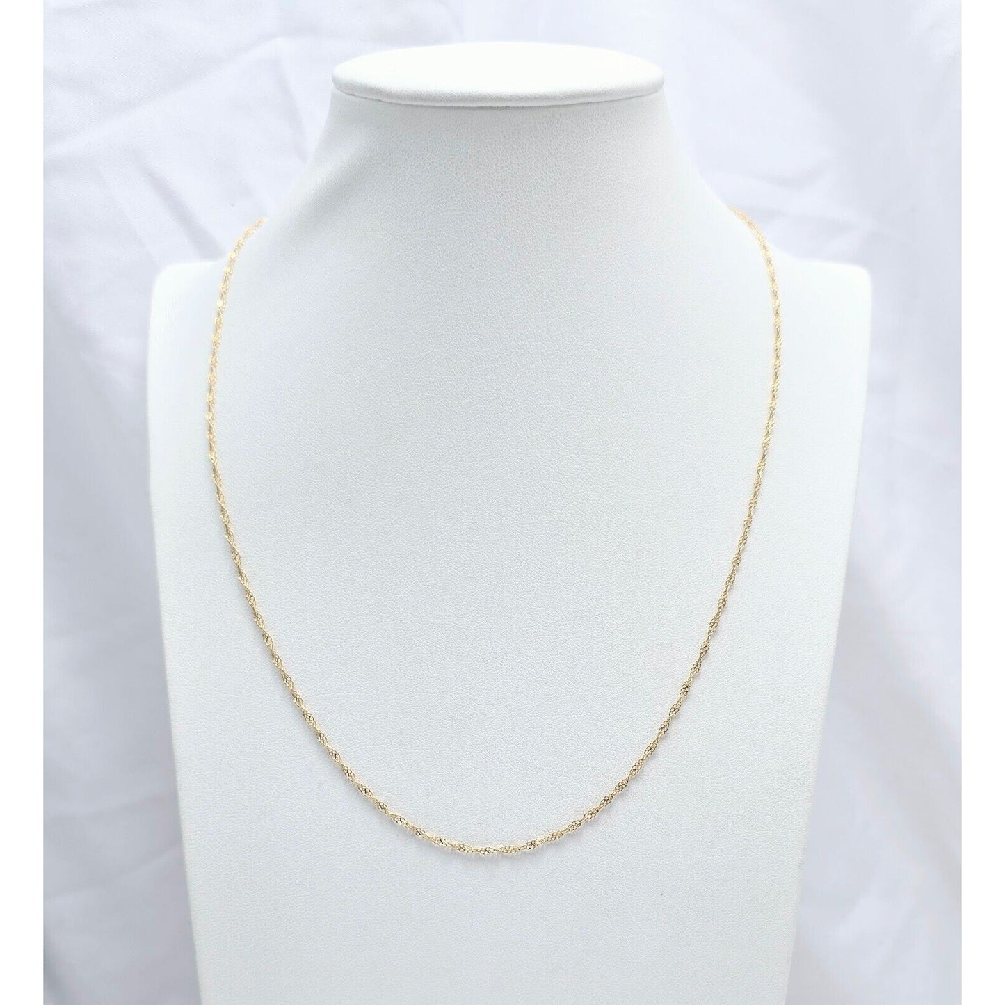 Thin 14K Yellow Gold Twisted Mesh Rope Chain Necklace