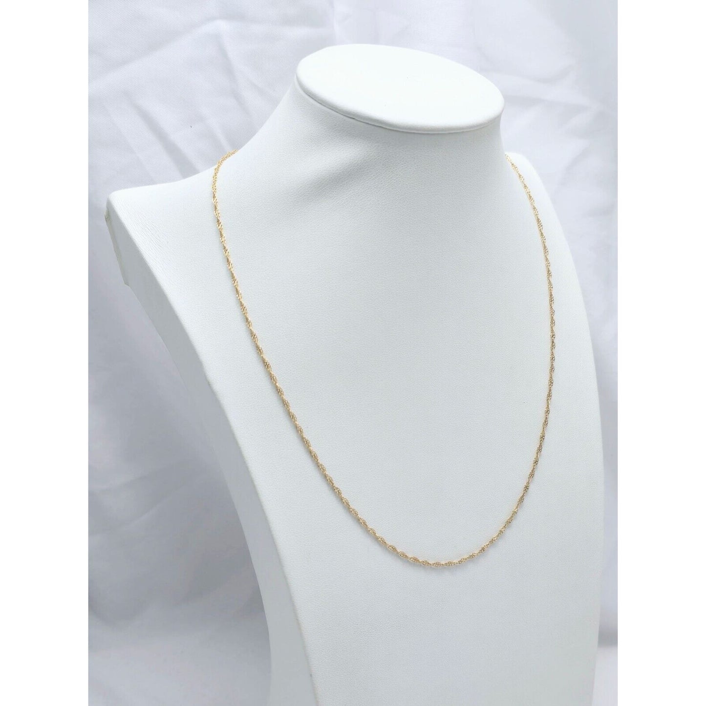 Thin 14K Yellow Gold Twisted Mesh Rope Chain Necklace