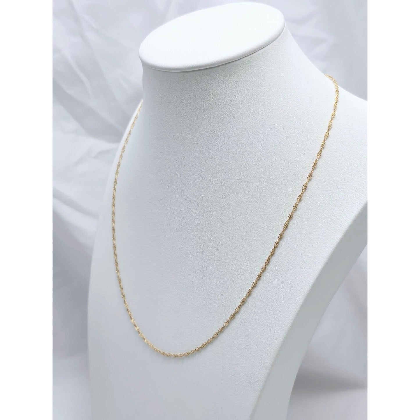 Thin 14K Yellow Gold Twisted Mesh Rope Chain Necklace