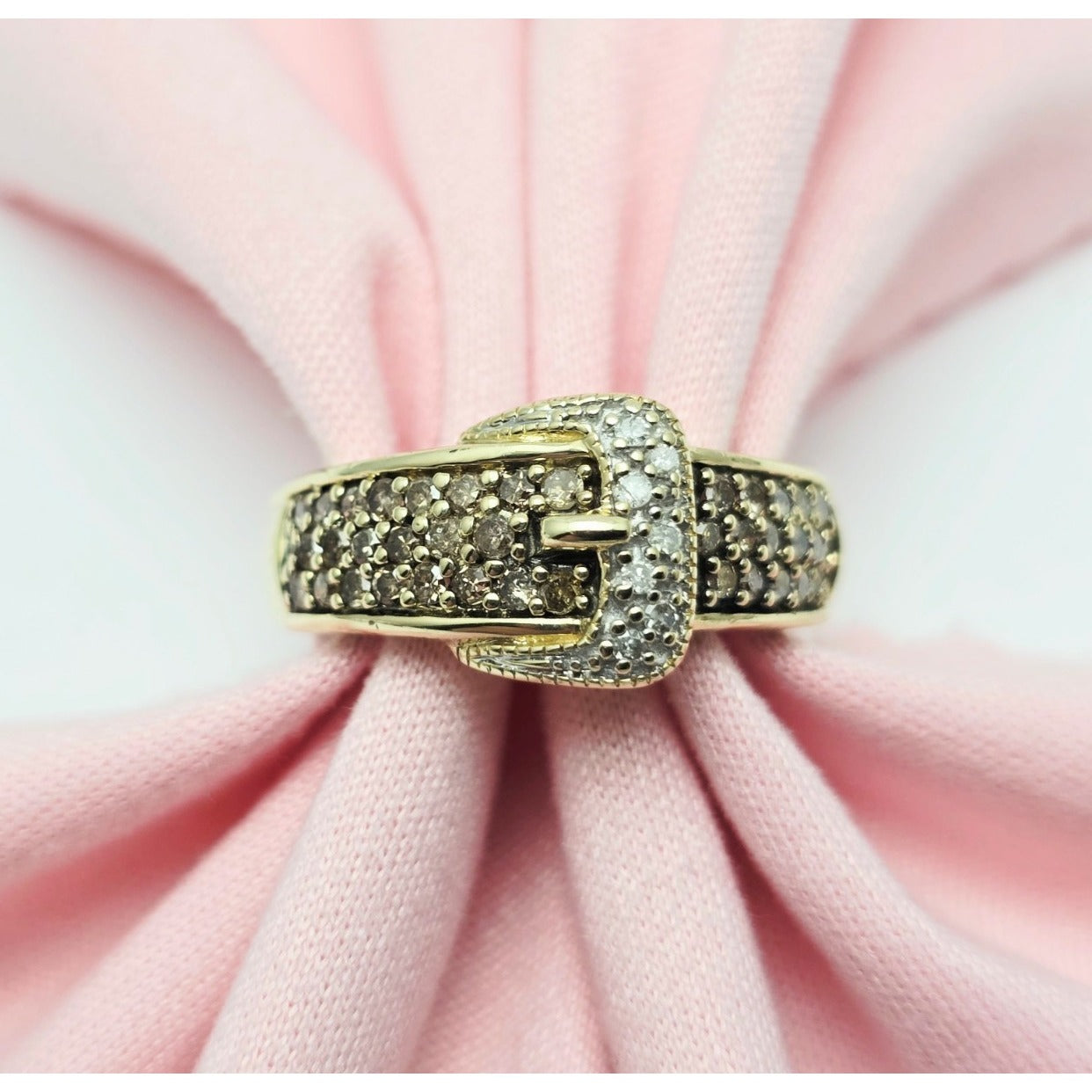 10K Yellow Gold Diamond Belt Ring