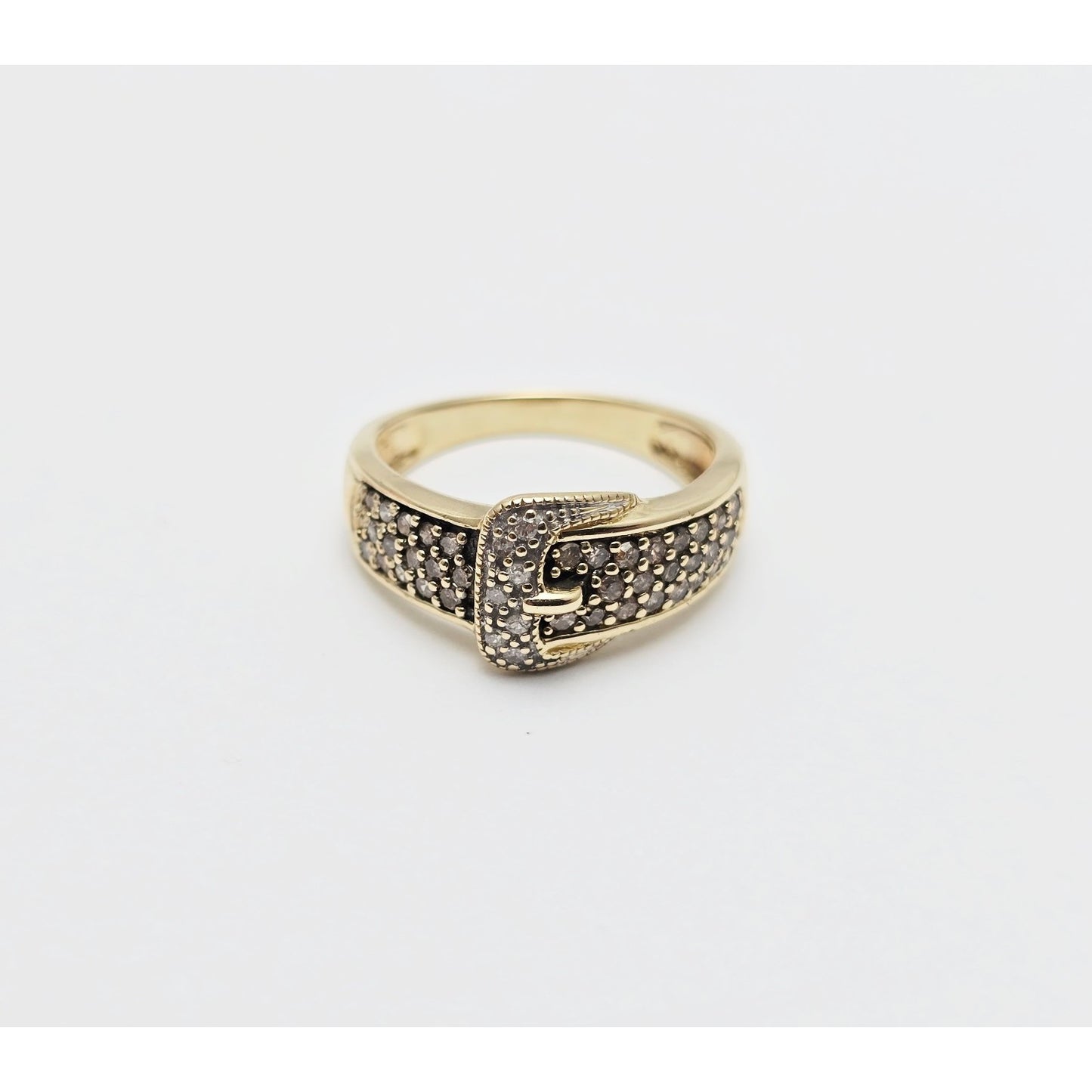 10K Yellow Gold Diamond Belt Ring