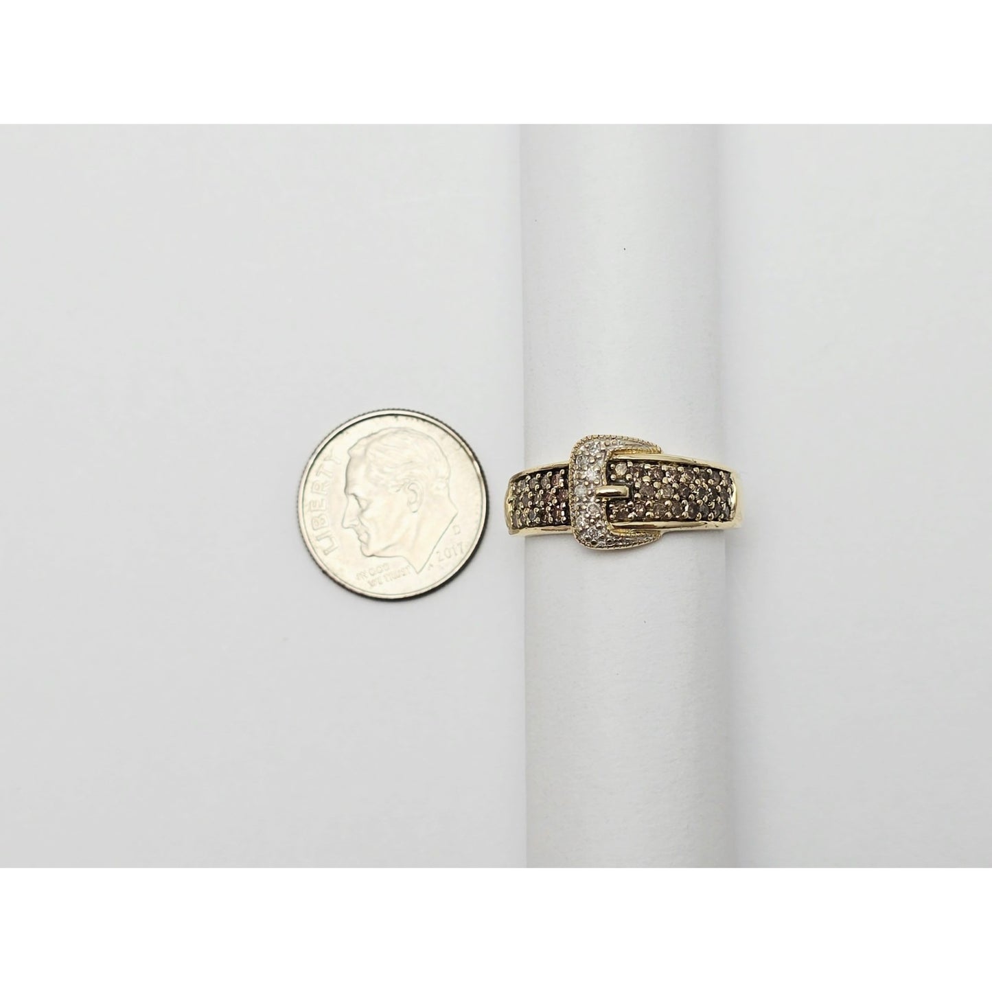 10K Yellow Gold Diamond Belt Ring