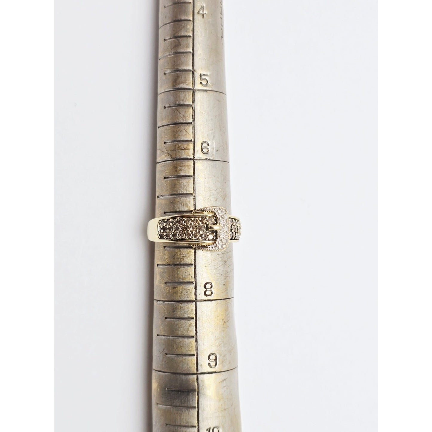 10K Yellow Gold Diamond Belt Ring