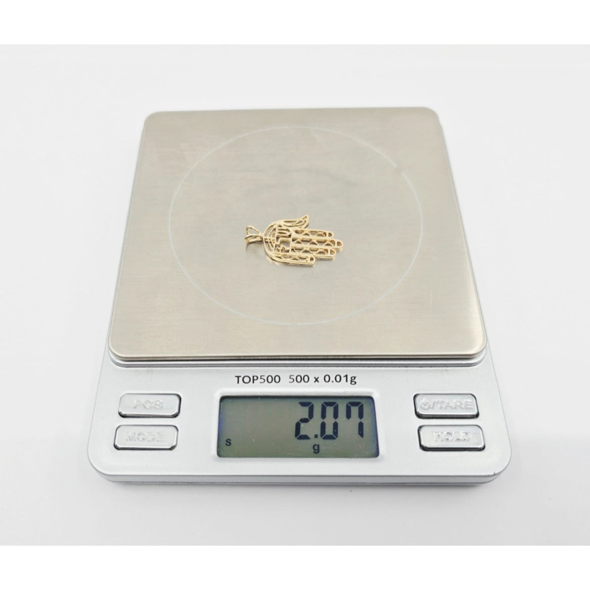 14K Yellow Gold Hamsa Hand Charm Pendant