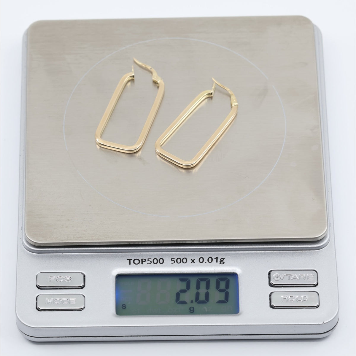 14K Yellow Gold Square Tube Hoop Hinged Earrings