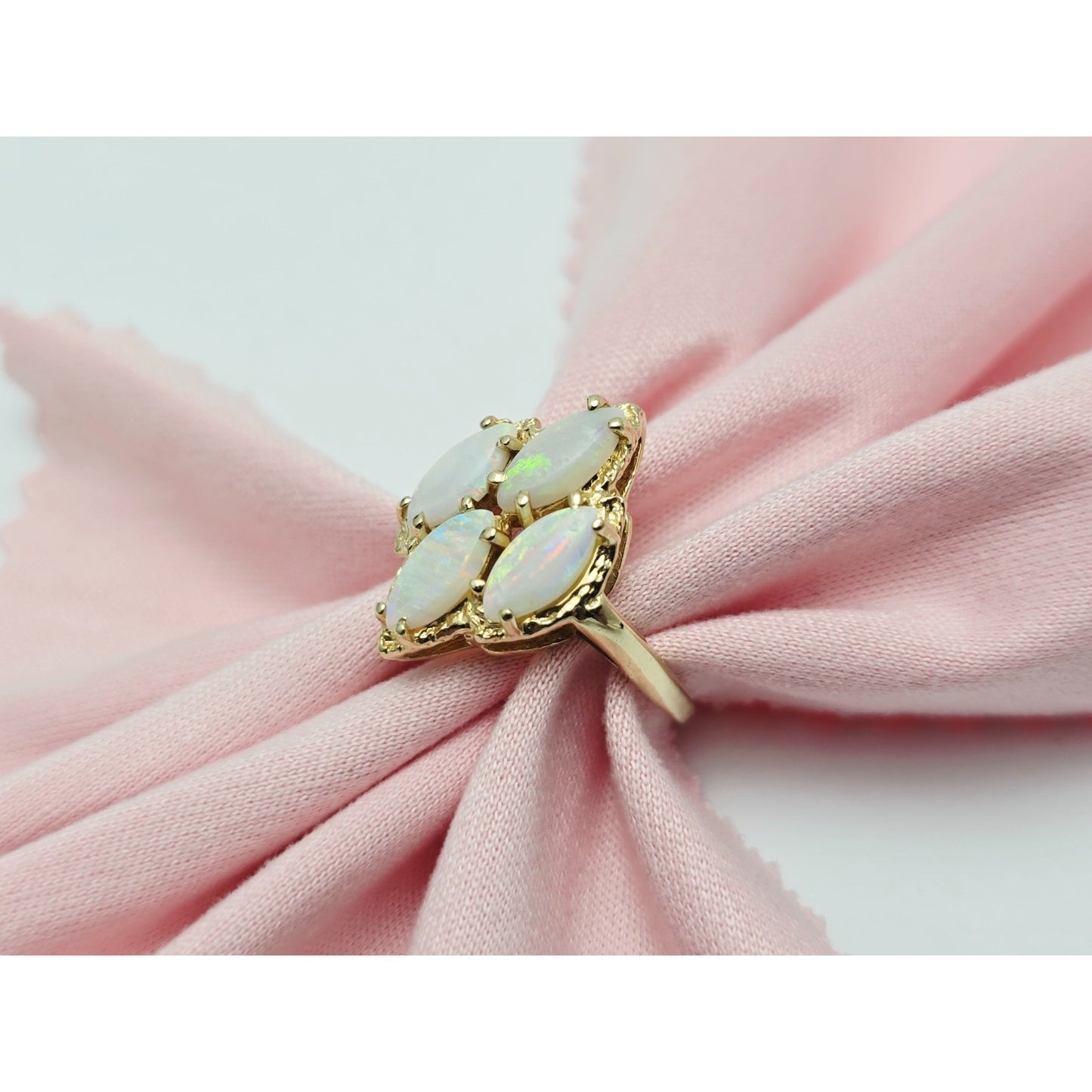 14K Yellow Gold Fire Opal Cocktail Ring