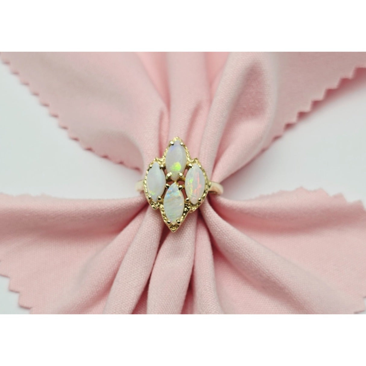 14K Yellow Gold Fire Opal Cocktail Ring