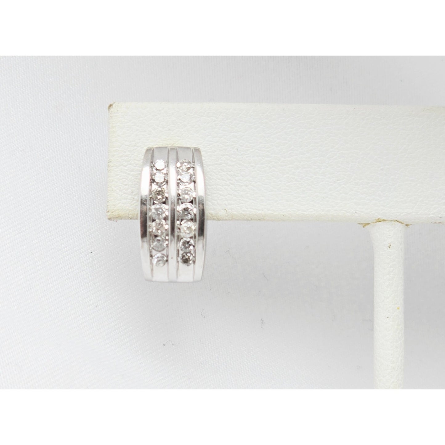 14K White Gold Round Cut Diamond Cluster French Clip Earrings