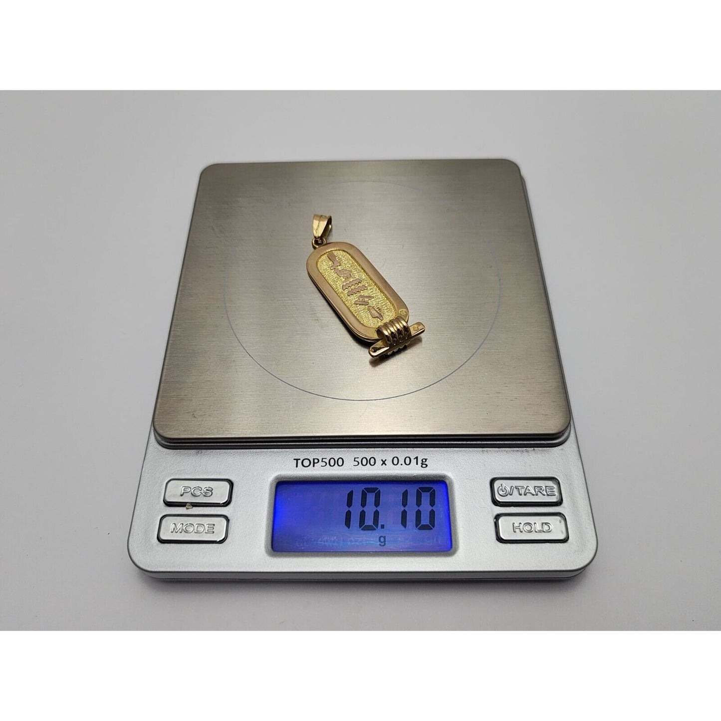 18K Yellow Gold Egyptian Cartouche Charm Pendant