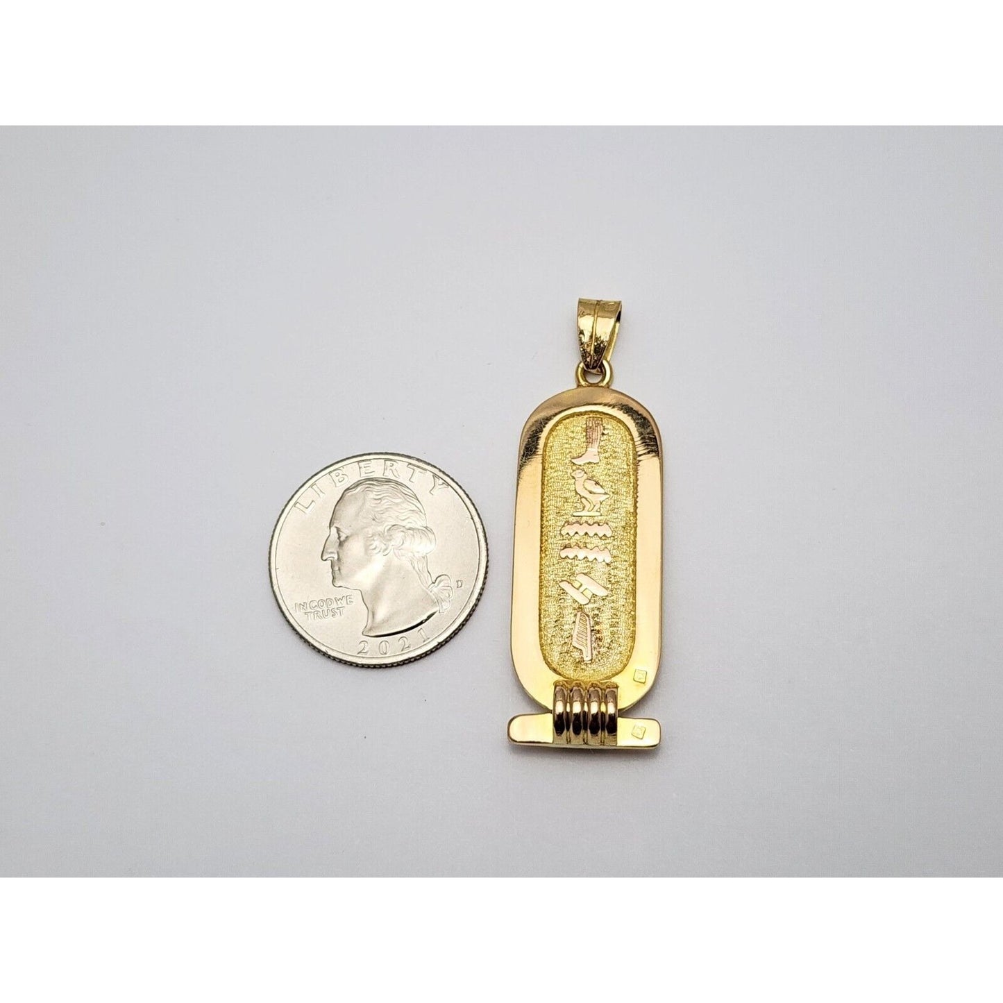 18K Yellow Gold Egyptian Cartouche Charm Pendant