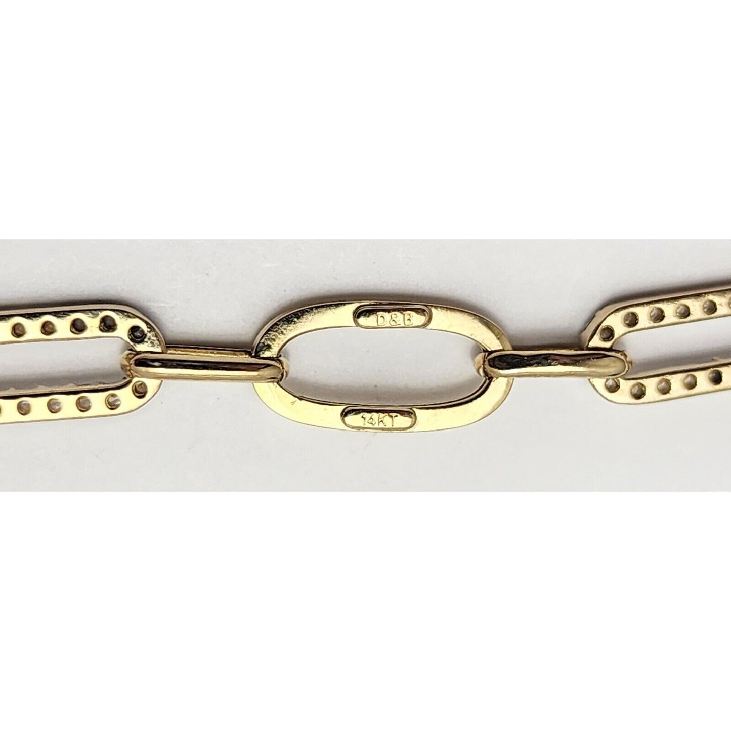 Unique 14K Karat Solid Yellow Gold Designer Resizable Paperclip Style Bracelet