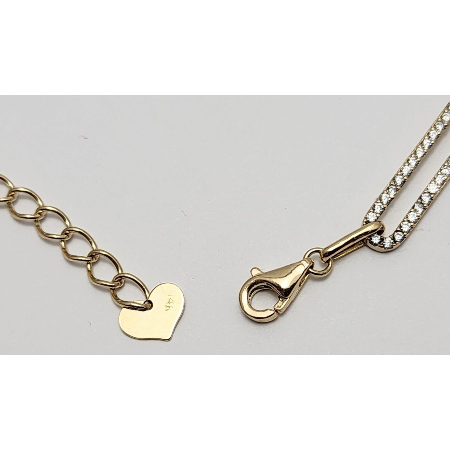 Unique 14K Karat Solid Yellow Gold Designer Resizable Paperclip Style Bracelet