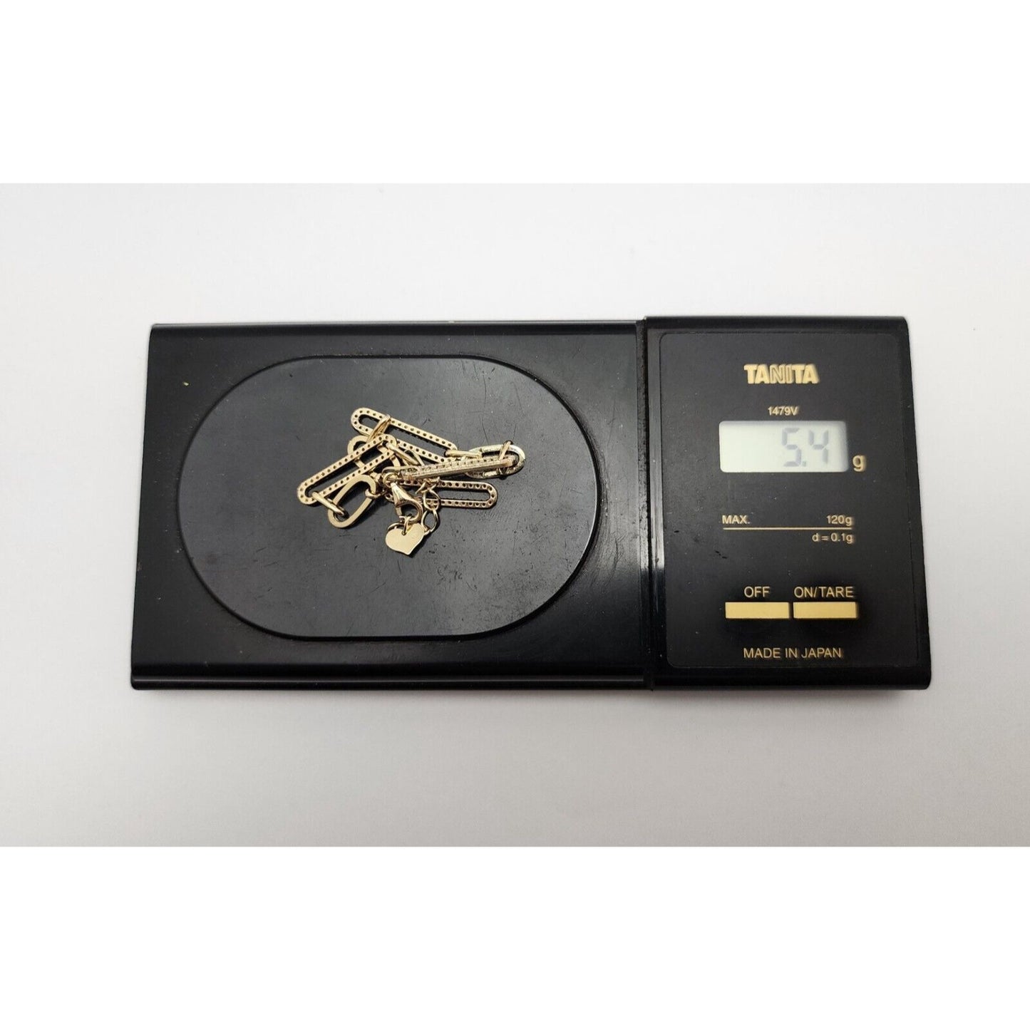 Unique 14K Karat Solid Yellow Gold Designer Resizable Paperclip Style Bracelet