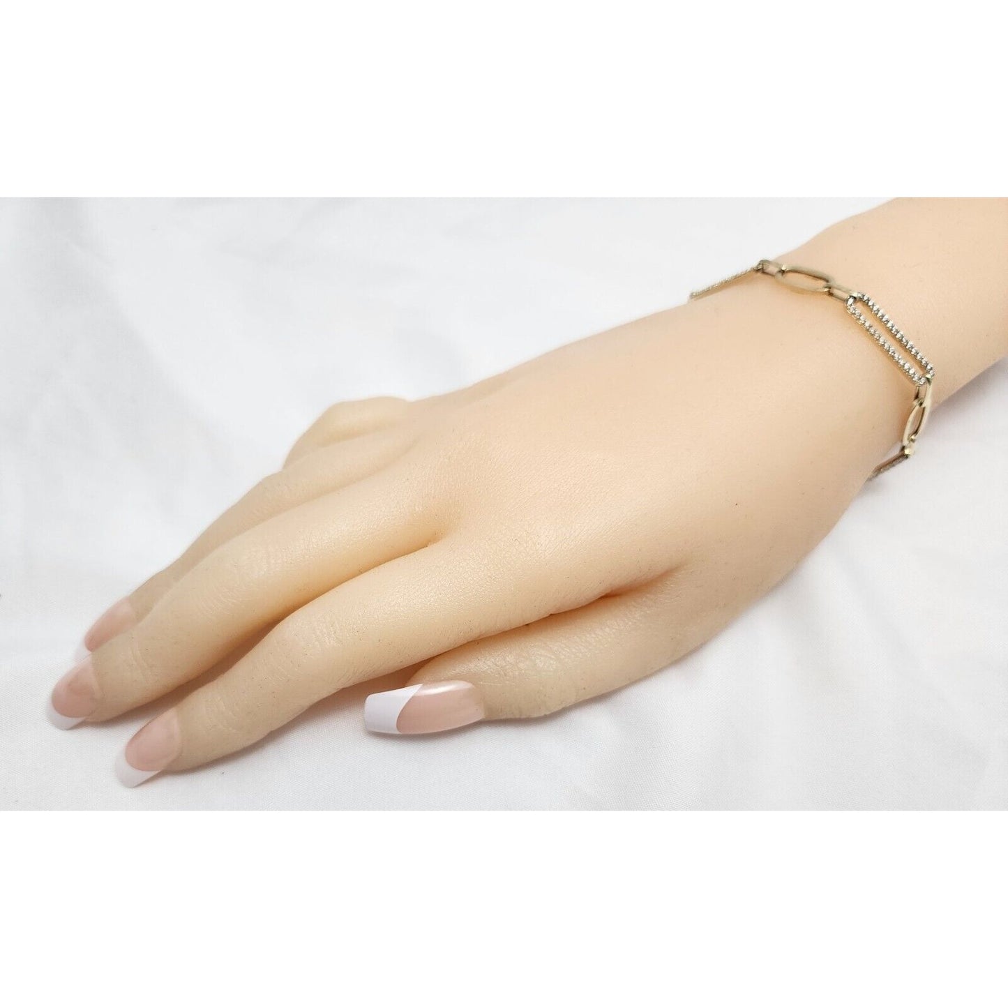 Unique 14K Karat Solid Yellow Gold Designer Resizable Paperclip Style Bracelet