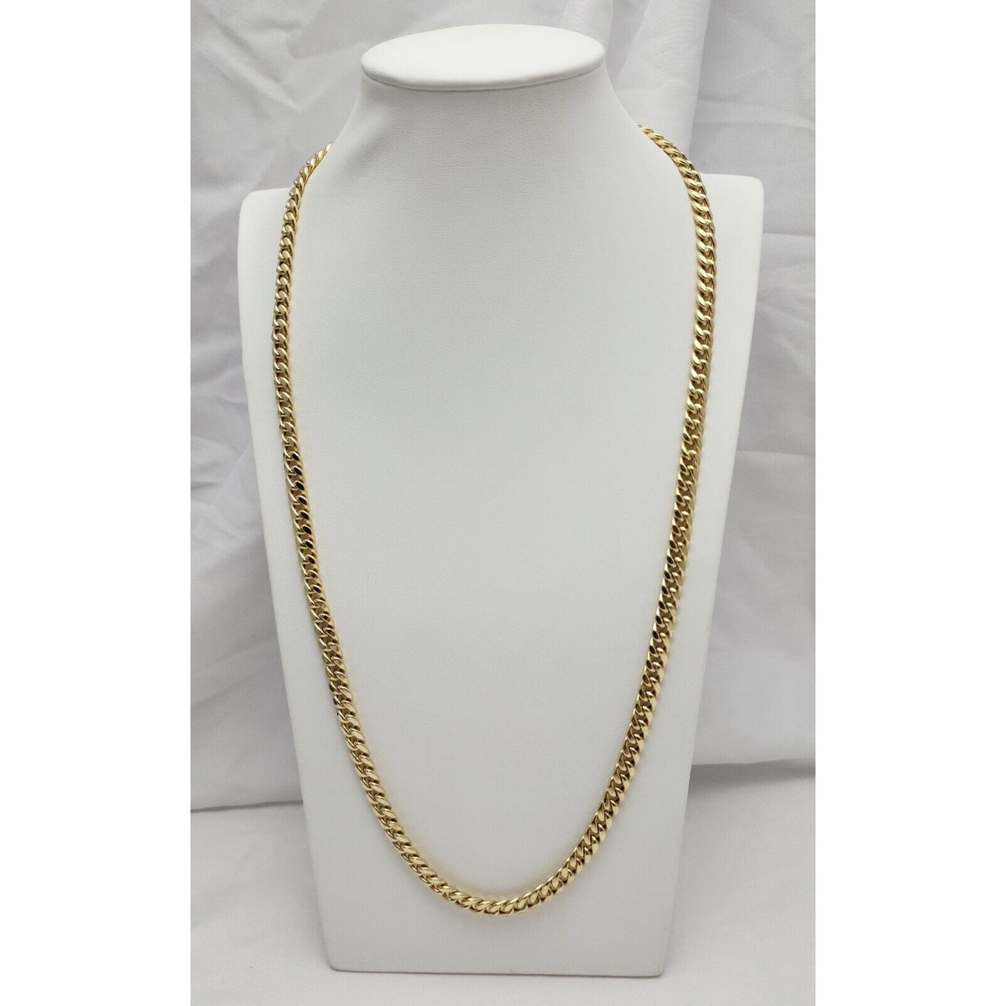 14K Solid Yellow Gold Cuban Link Chain Necklace