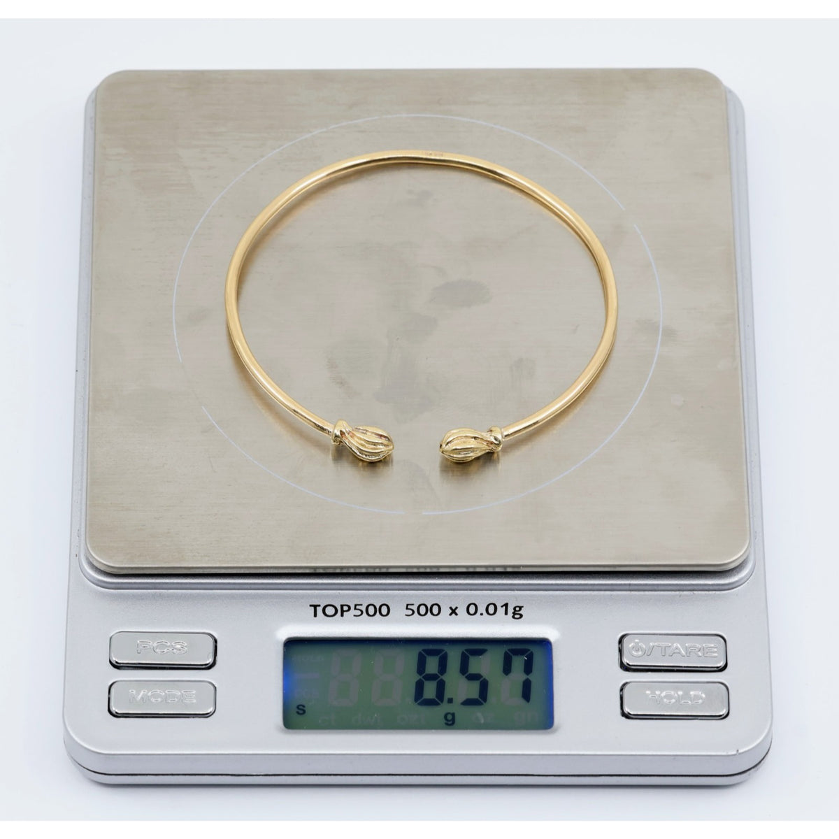 14K Yellow Gold Resizable Bangle Cuff Bracelet