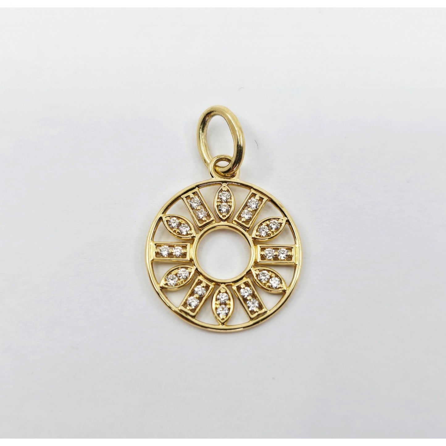 14K Yellow Gold Bony Levy Round Diamond Charm Pendant