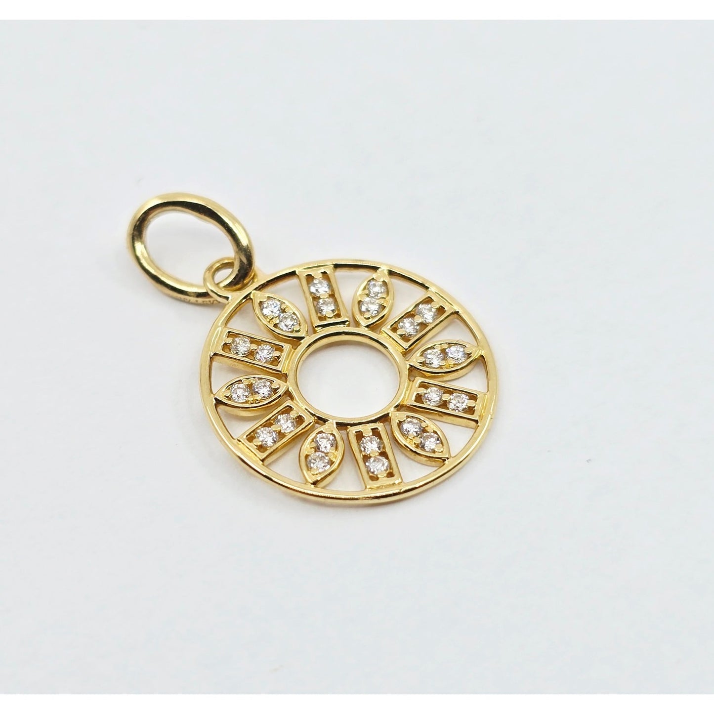 14K Yellow Gold Bony Levy Round Diamond Charm Pendant