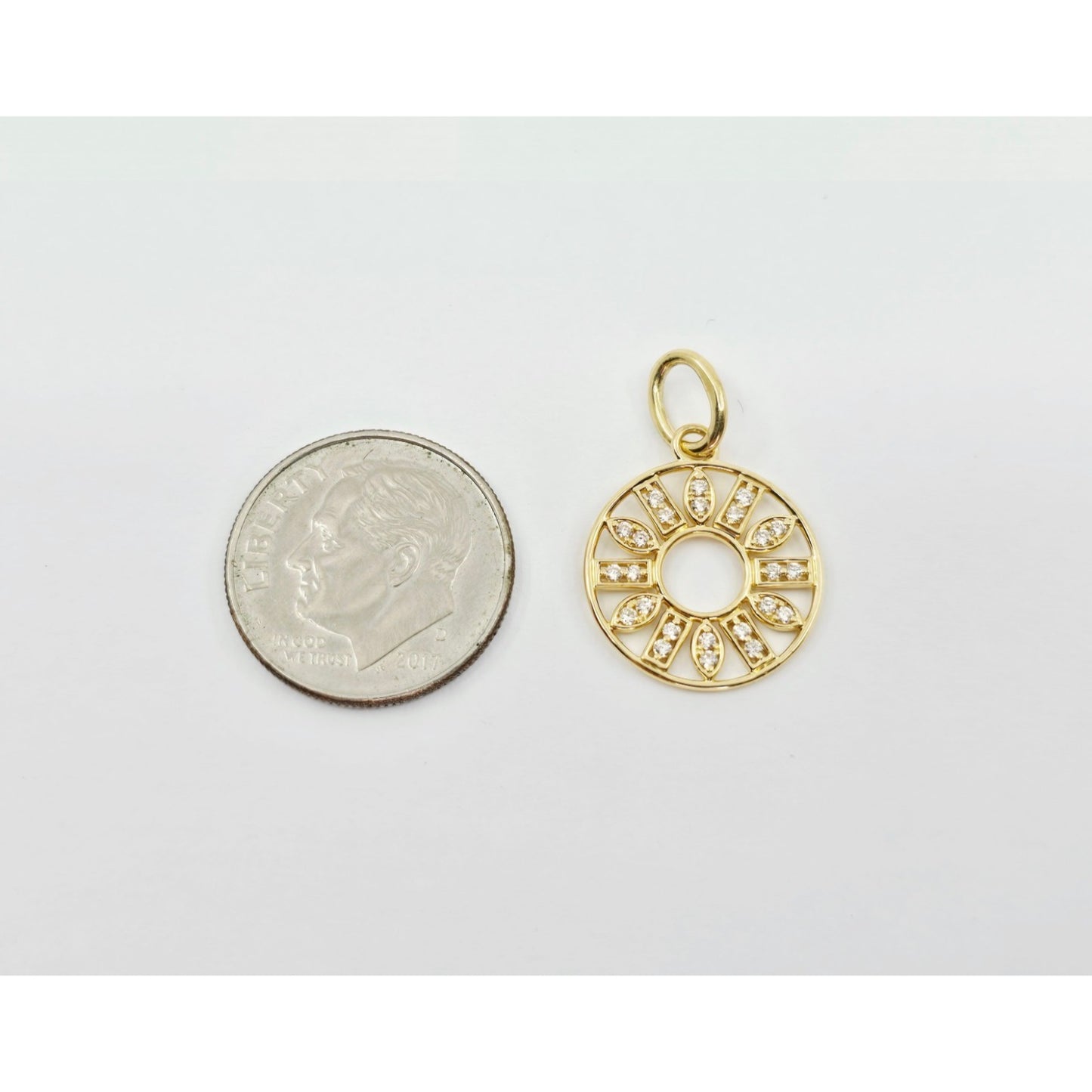 14K Yellow Gold Bony Levy Round Diamond Charm Pendant