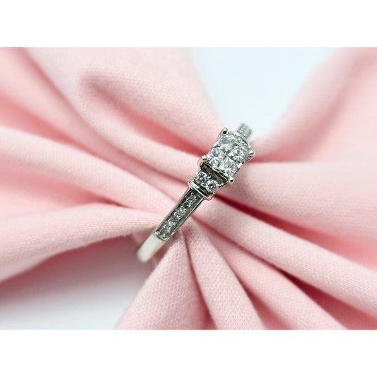 14K White Gold Ladies Princess Cut Diamond Engagement Ring