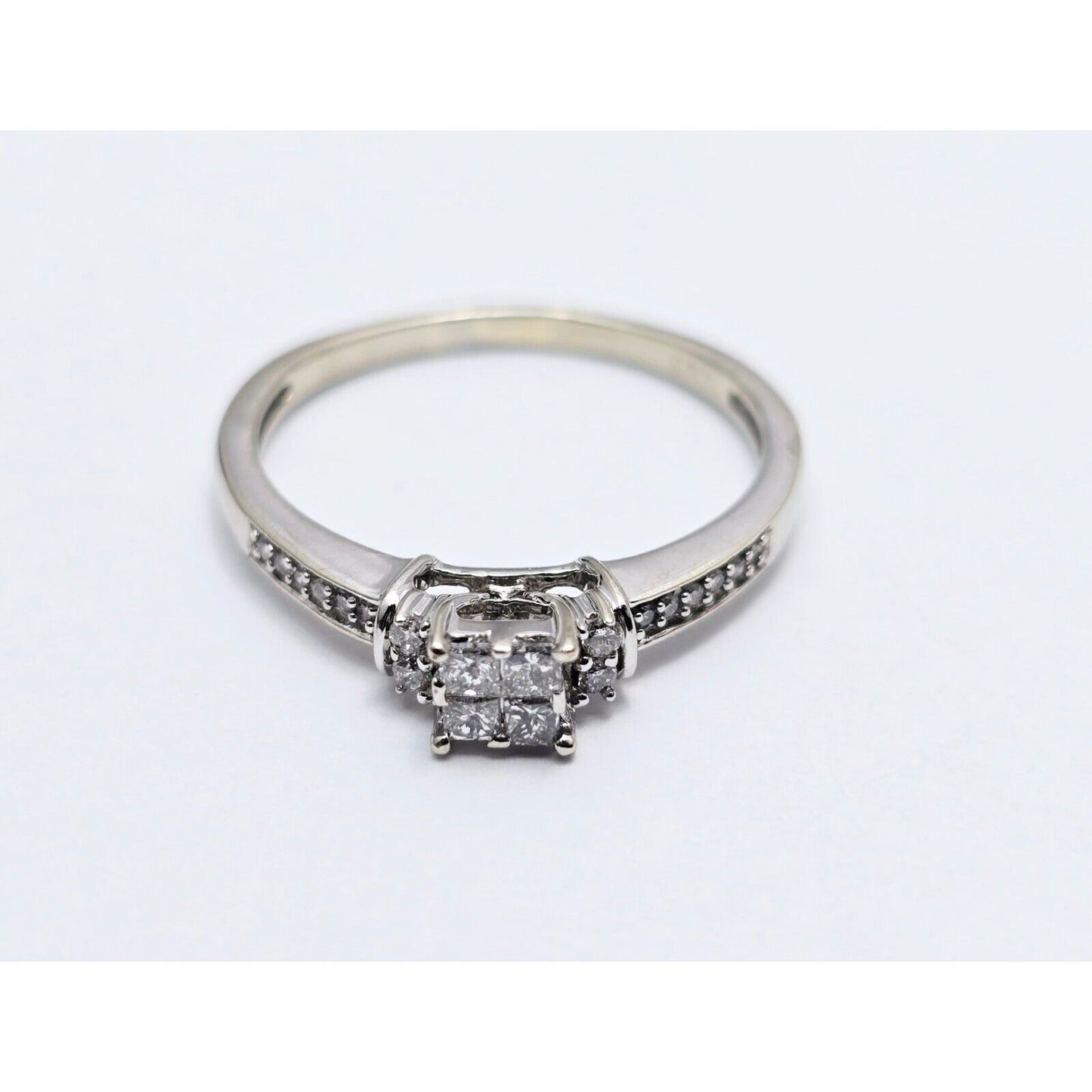 14K White Gold Ladies Princess Cut Diamond Engagement Ring