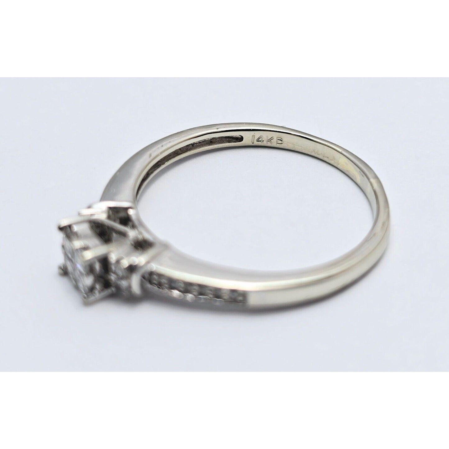 14K White Gold Ladies Princess Cut Diamond Engagement Ring