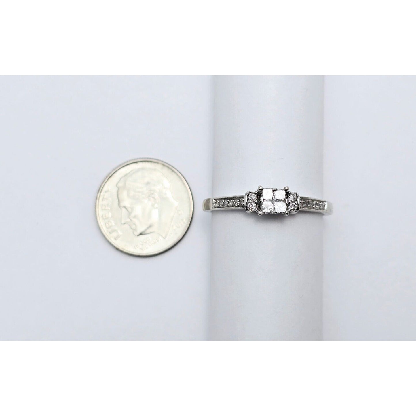 14K White Gold Ladies Princess Cut Diamond Engagement Ring