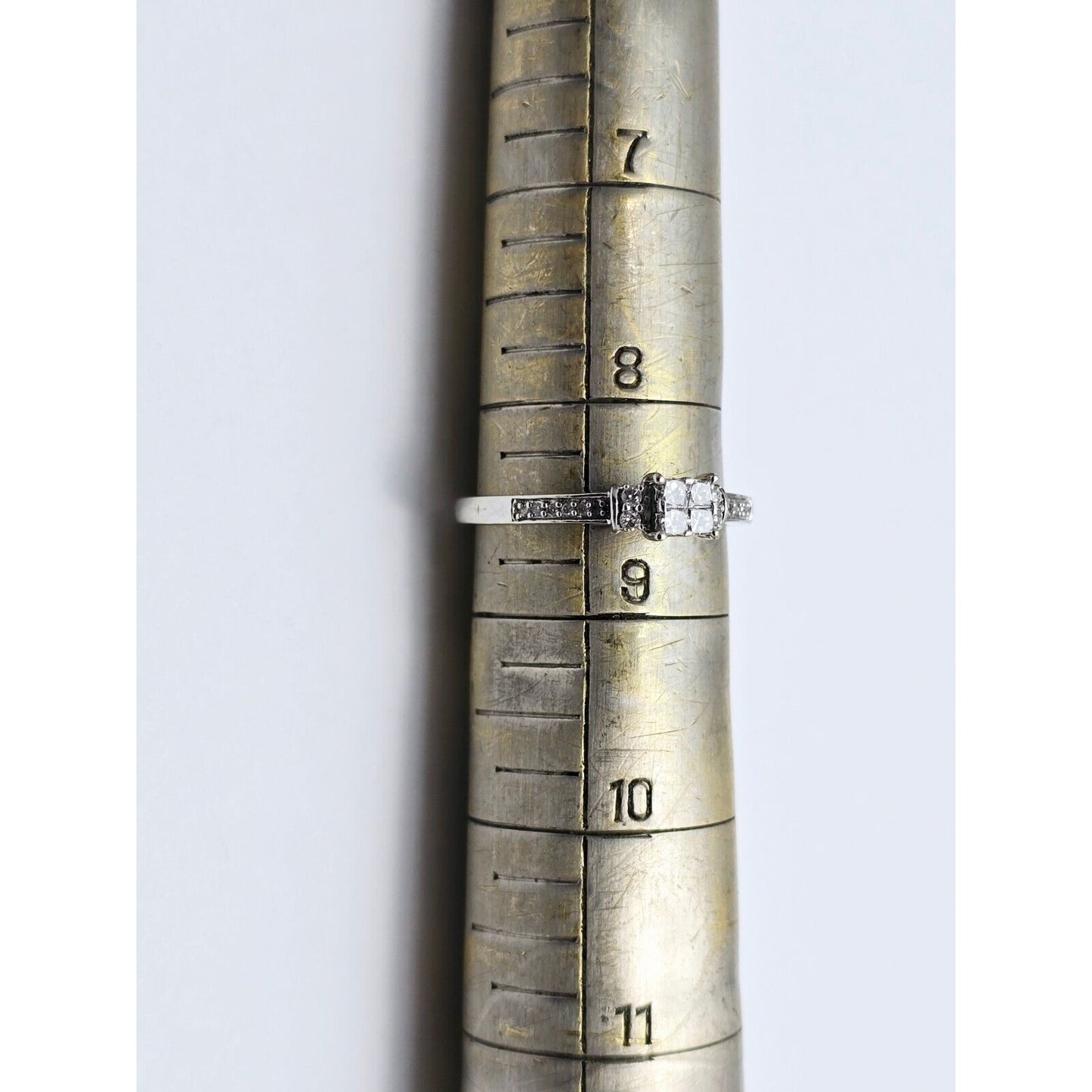 14K White Gold Ladies Princess Cut Diamond Engagement Ring