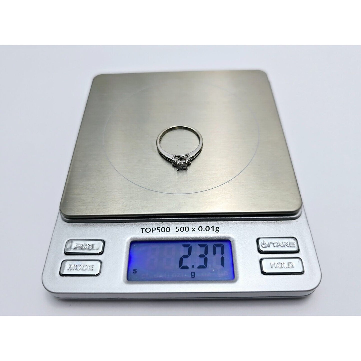 14K White Gold Ladies Princess Cut Diamond Engagement Ring