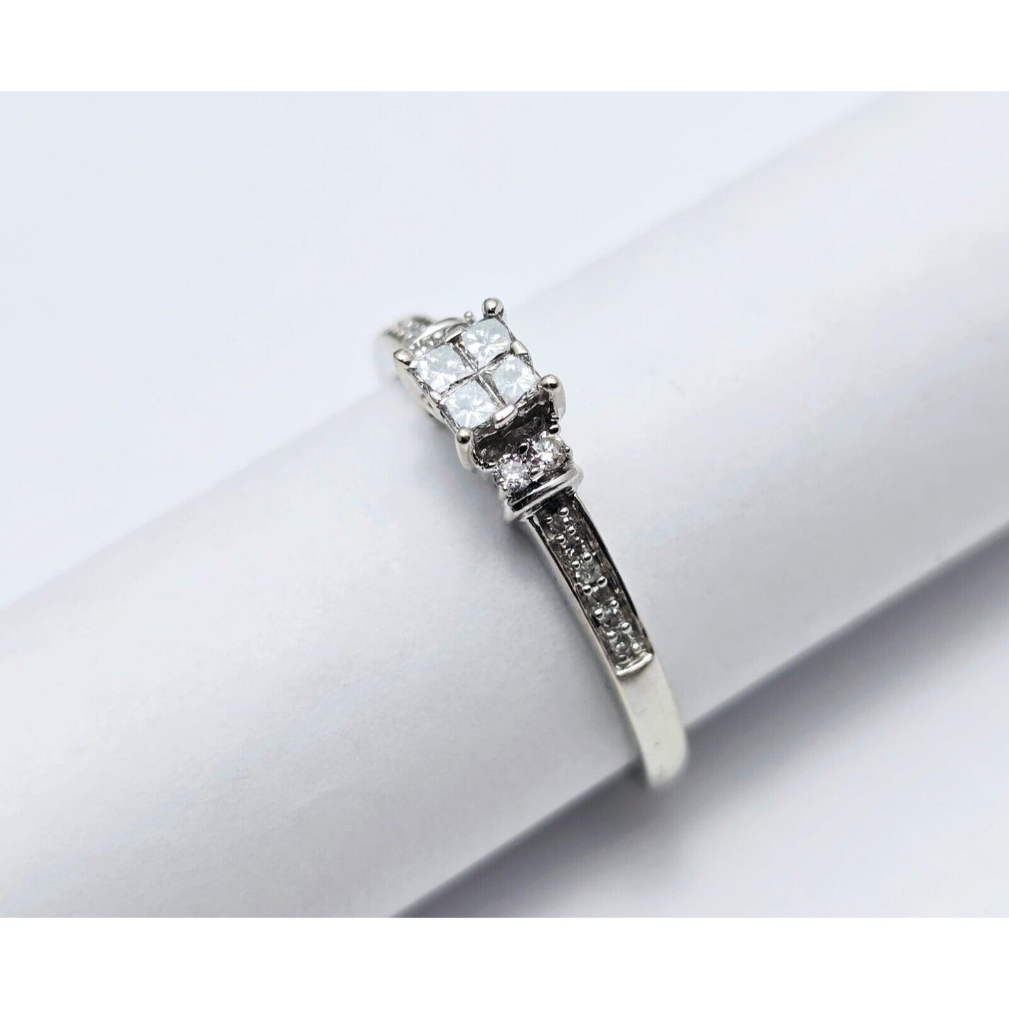 14K White Gold Ladies Princess Cut Diamond Engagement Ring