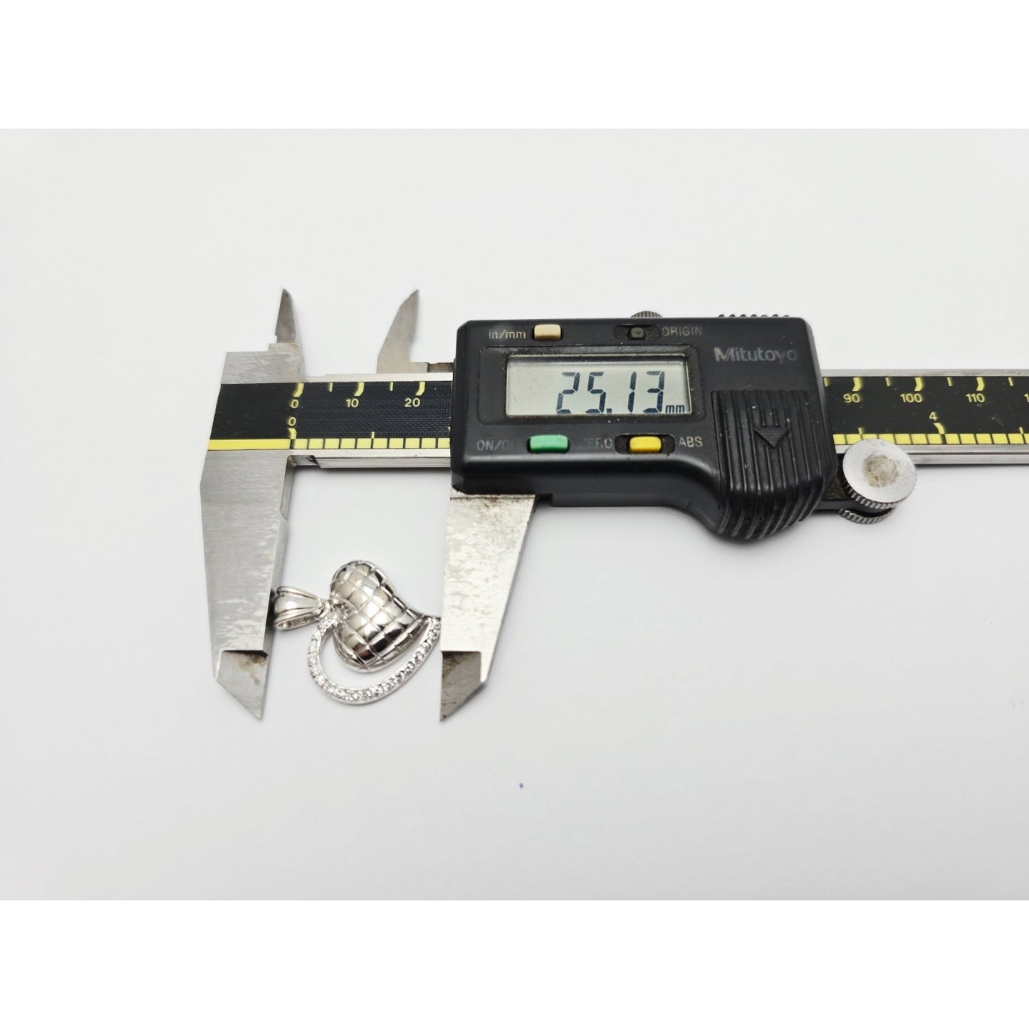 14K White Gold Puffy 3D Heart CZ Charm Pendant