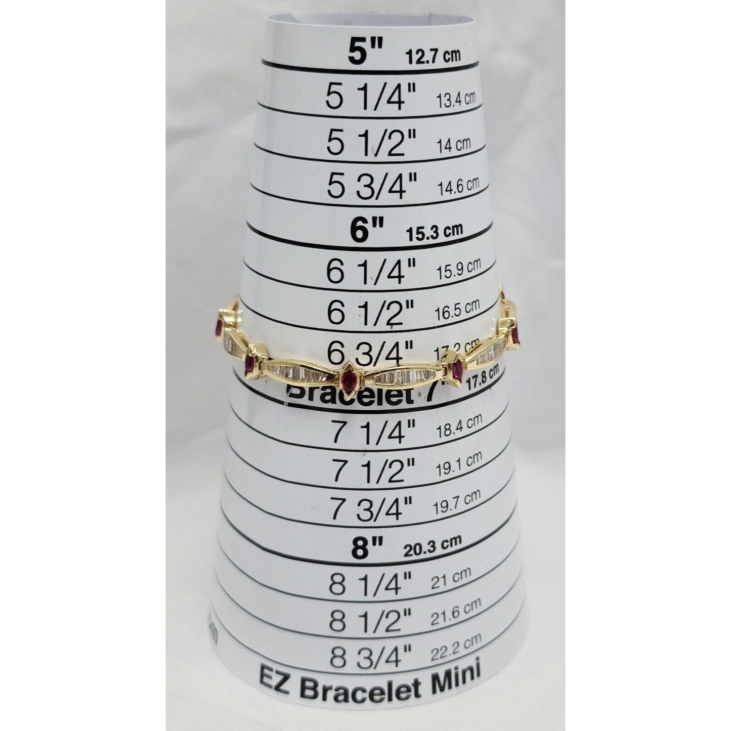 14K Solid Yellow Gold Designer Ruby & Diamond Tennis Link Bracelet